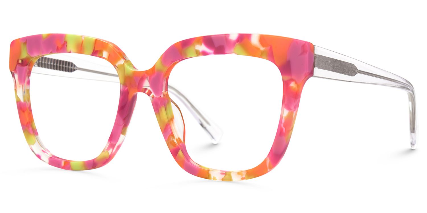 Square Orange Marble Eyeglass Frames - Nina Acetate Glasses2