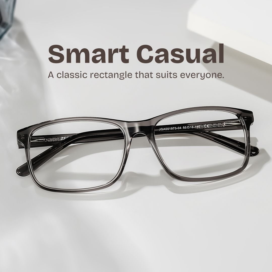 Connie Gray Rectangle Acetate Frame Glasses for Men | ZEELOOL0