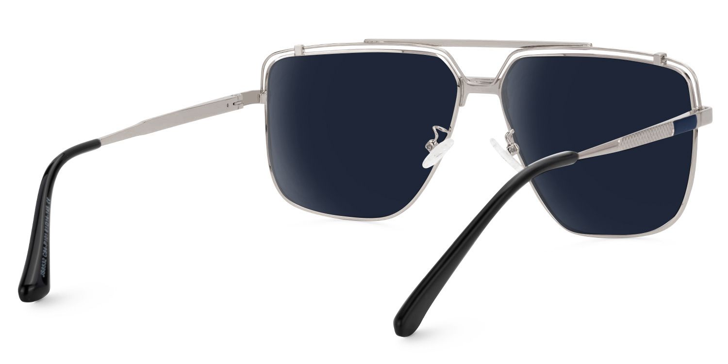 Arellano Metal Matte Silver Frame Sunglasses with Aviator Shape | Zeelool3