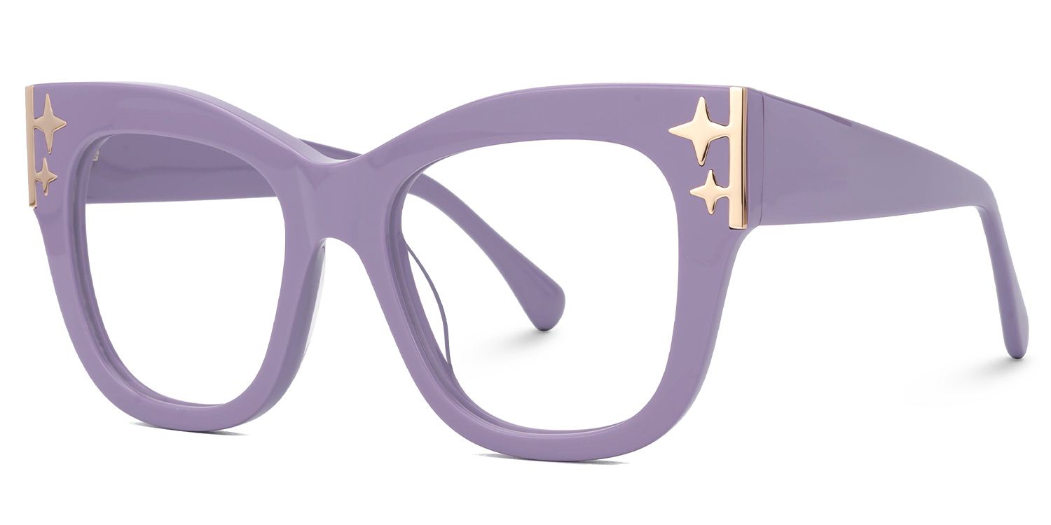 Minfia 70s Retro Purple Square Frame Glasses for Women1