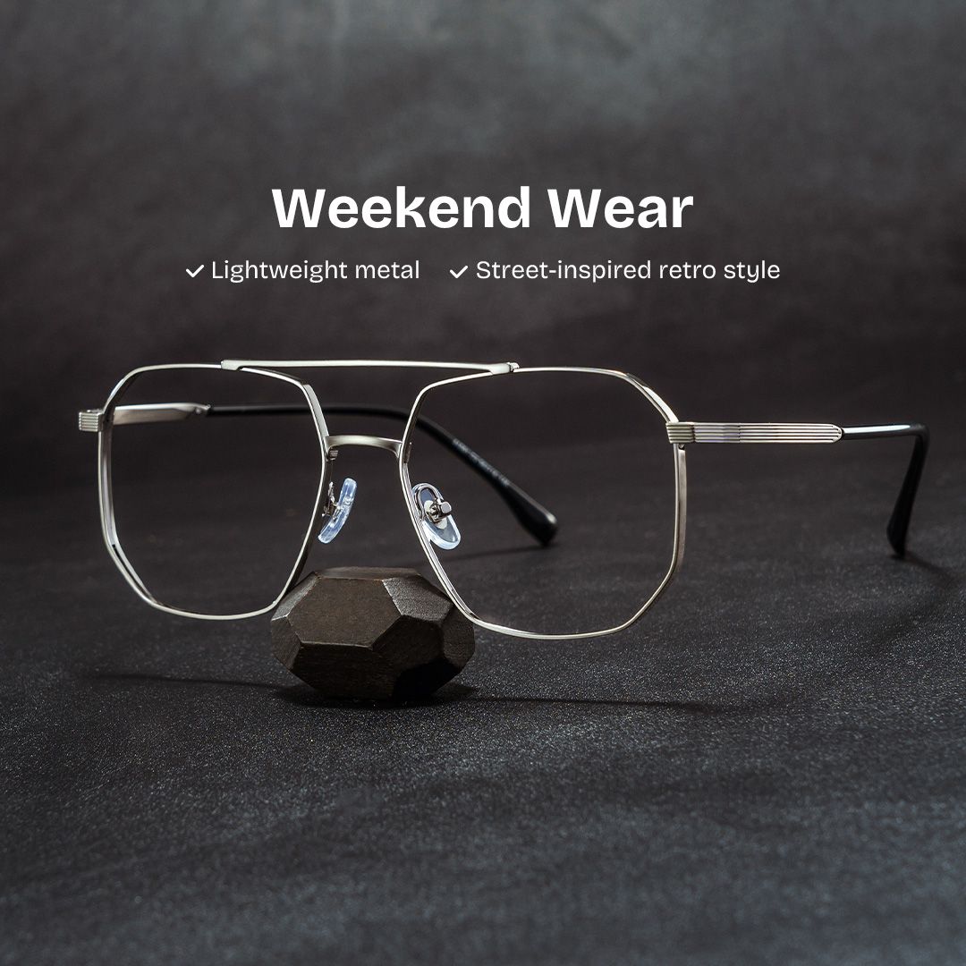 Logan Silver Frame Glasses with Aviator Frame Online | ZEELOOL