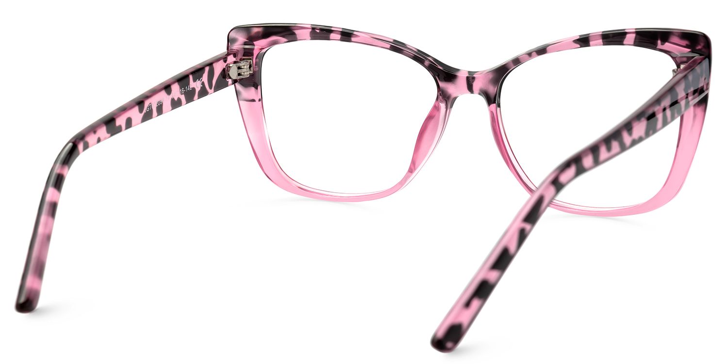 Square Farris Pink Transparent Frame -Zeelool Glasses3