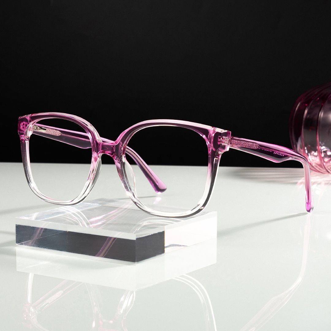 Square Pink Clear Eyeglasses Frames Deals At Zeelool0