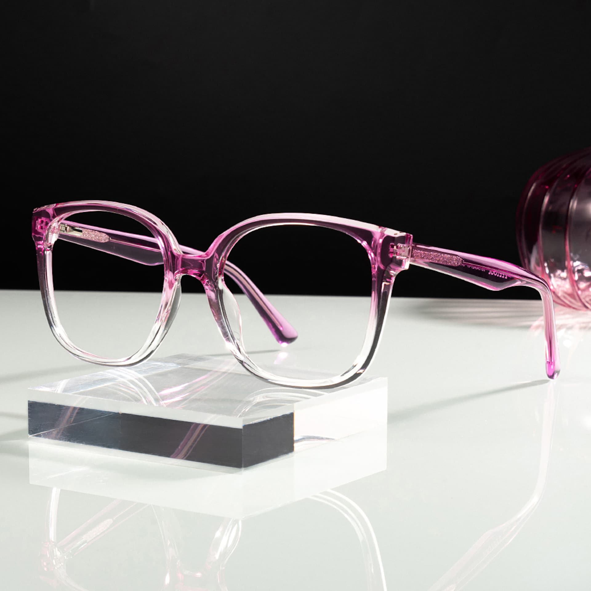 Square Pink Crystal Eyeglasses Frames Deals At Zeelool0