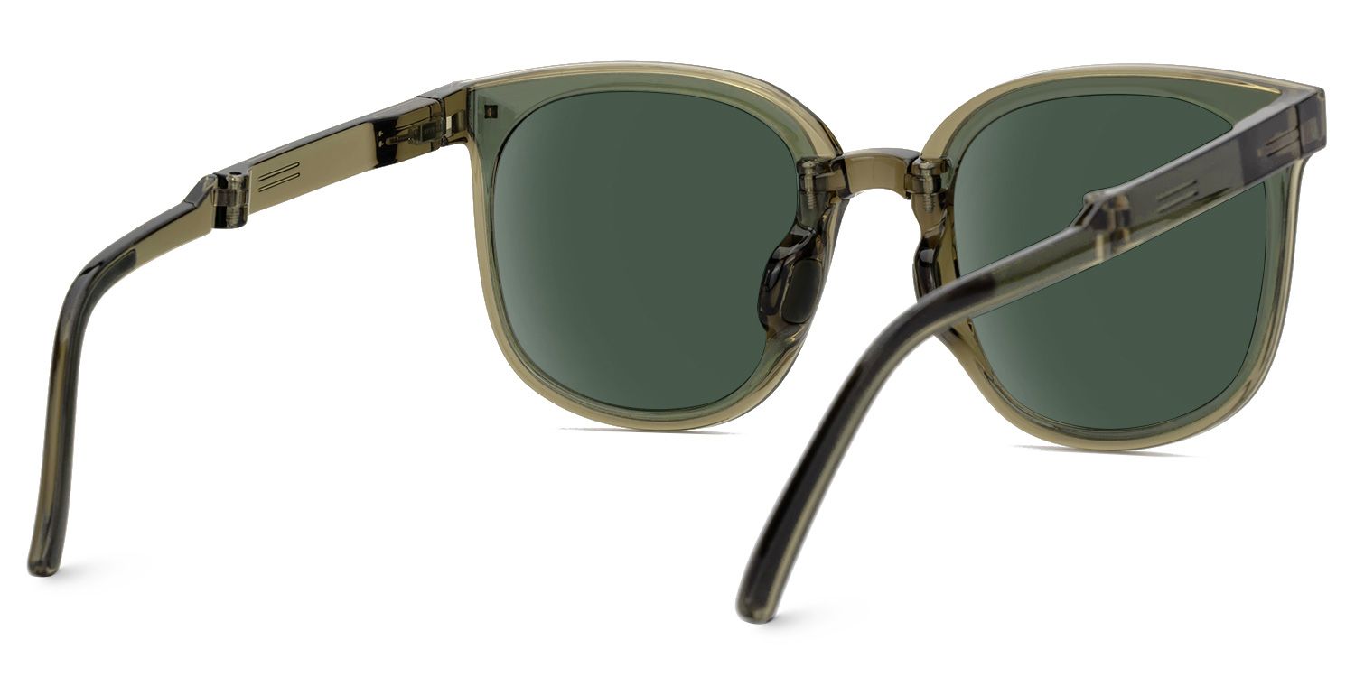 Sulaika Green Square Polarized Sunglasses for Driving | ZEELOOL4