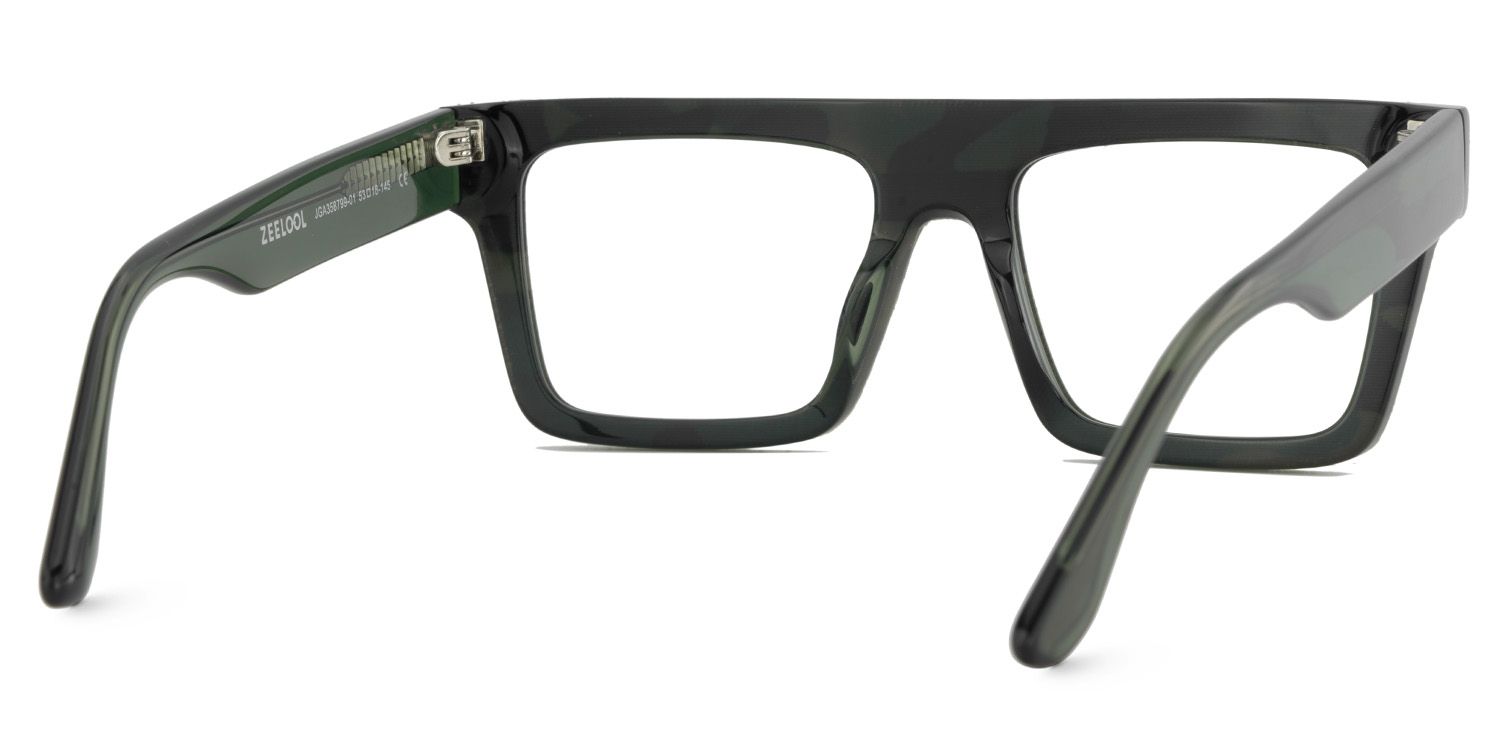 Vintage Rectangle Glasses With Green Denim5