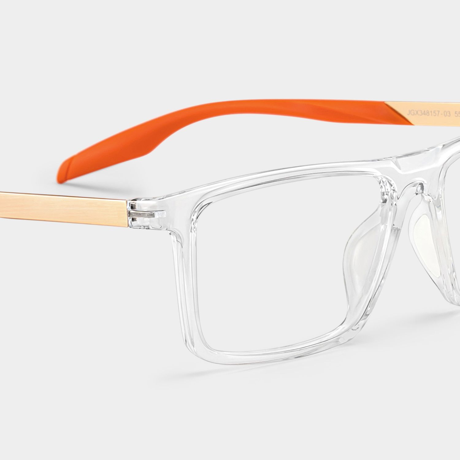 Active Clear Orange Rectangle Frame Glasses | ZEELOOL5