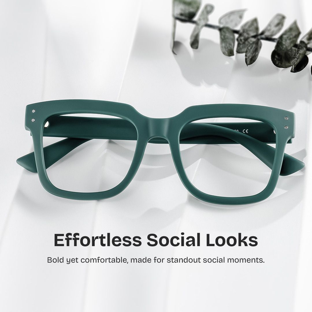 Liizbeett Square Eyeglasses with Dark Green Frames0