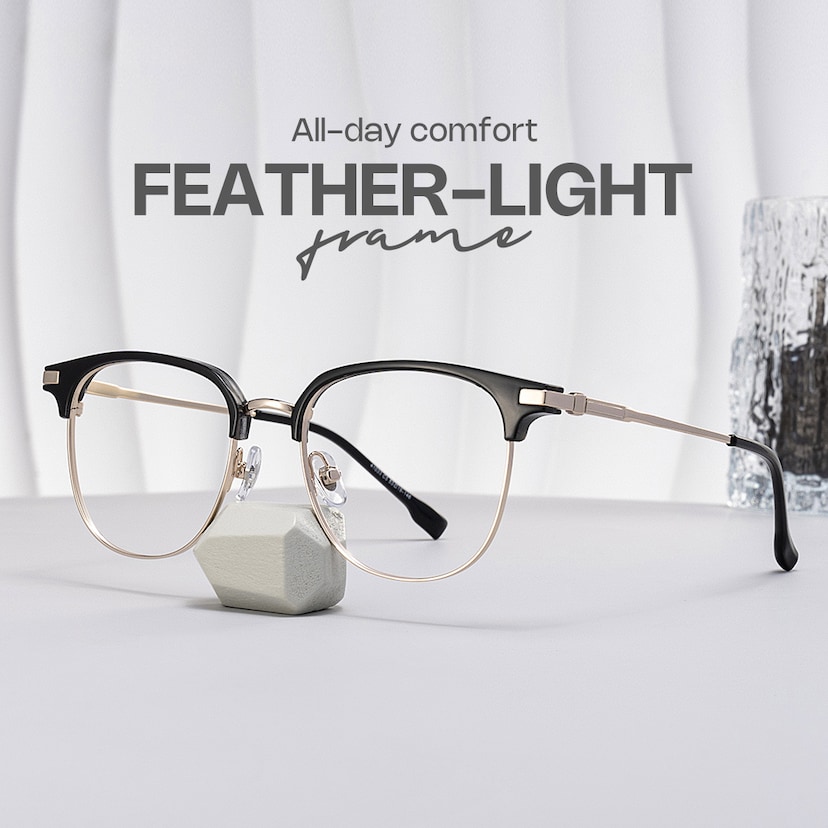 Naranjo Browline Black Glasses