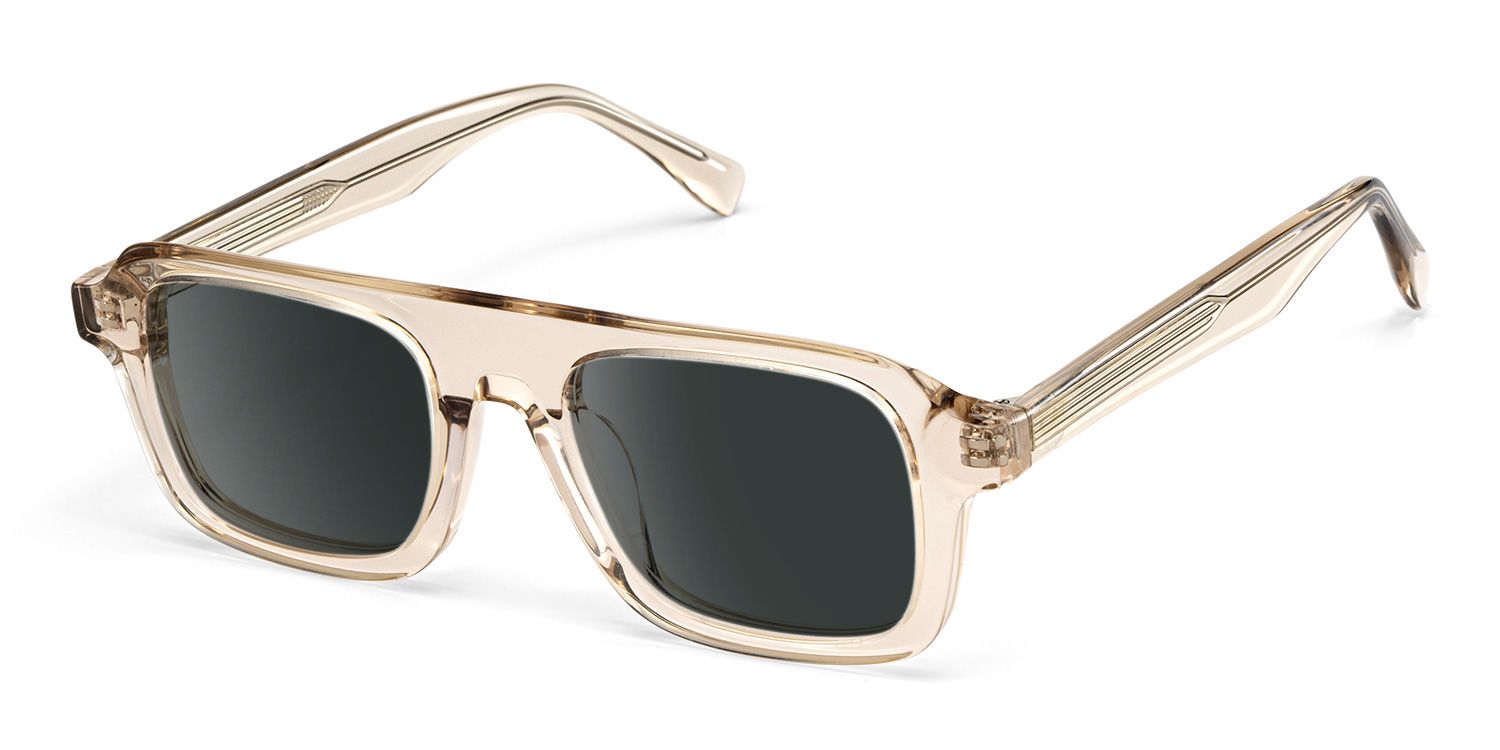 Nomad Rectangle Beige Sunglasses for Women & Men | ZEELOOL2