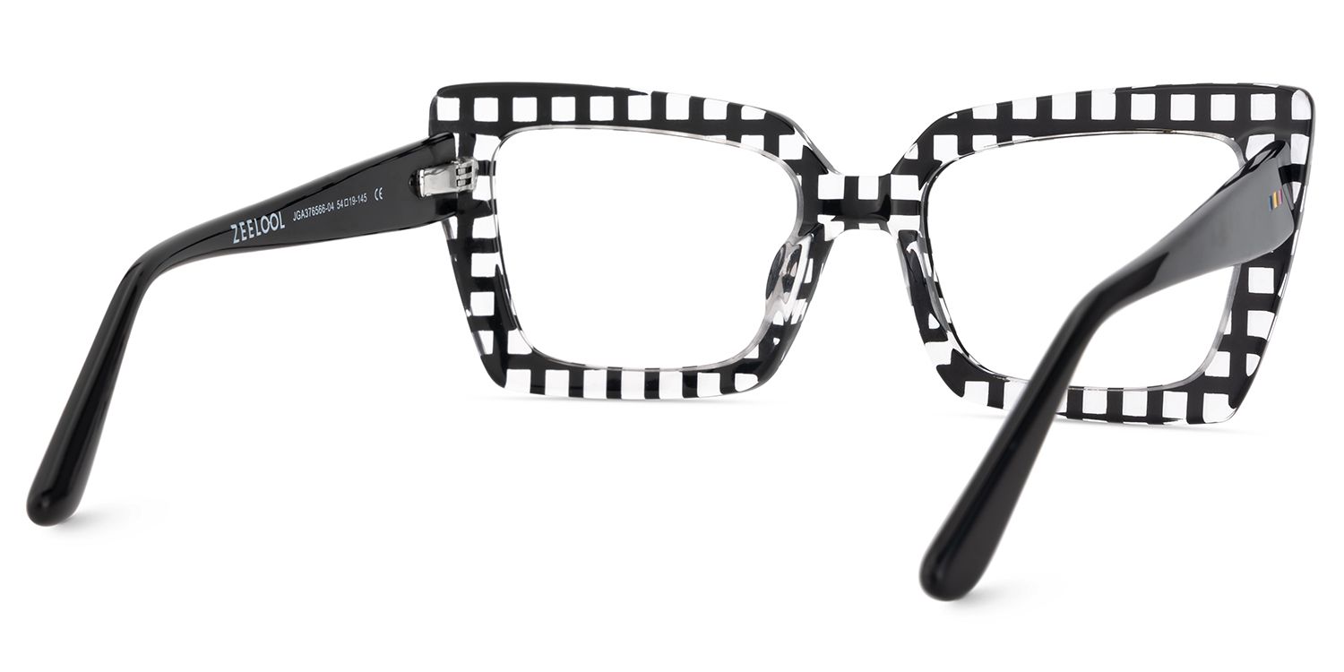 Tootie Eyeglasses in Butterfly Black Clear Checkered Frame | Zeelool5