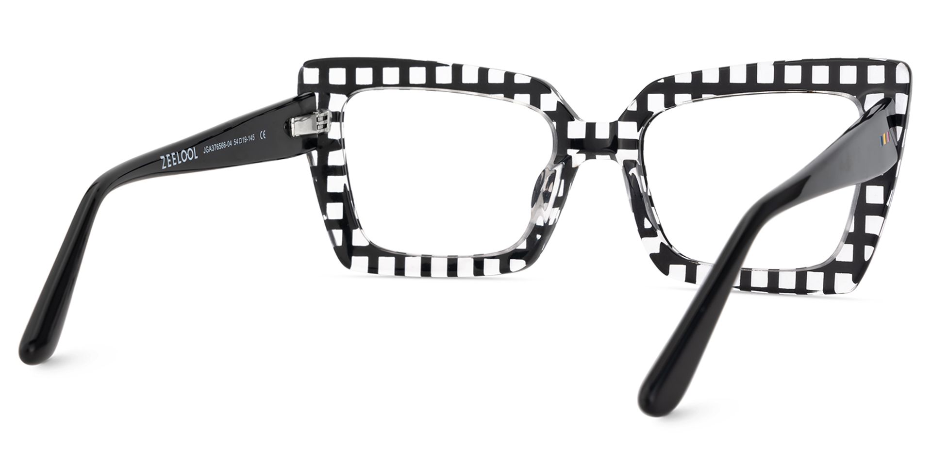 Tootie Eyeglasses in Butterfly Black Crystal Checkered Frame | Zeelool5