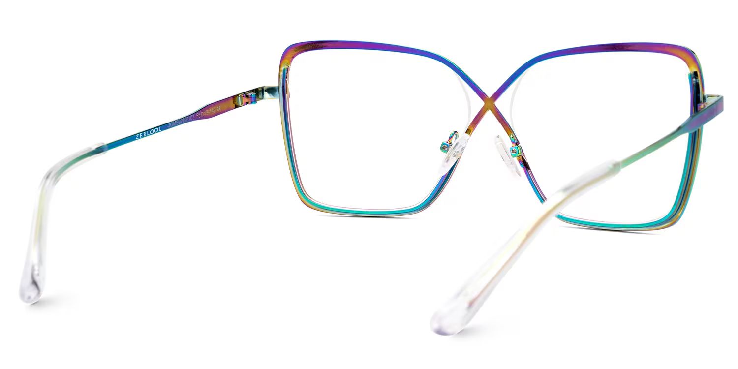 Racquel Iridescent Glasses Frames in Square Semi-Rimless  | Zeelool3