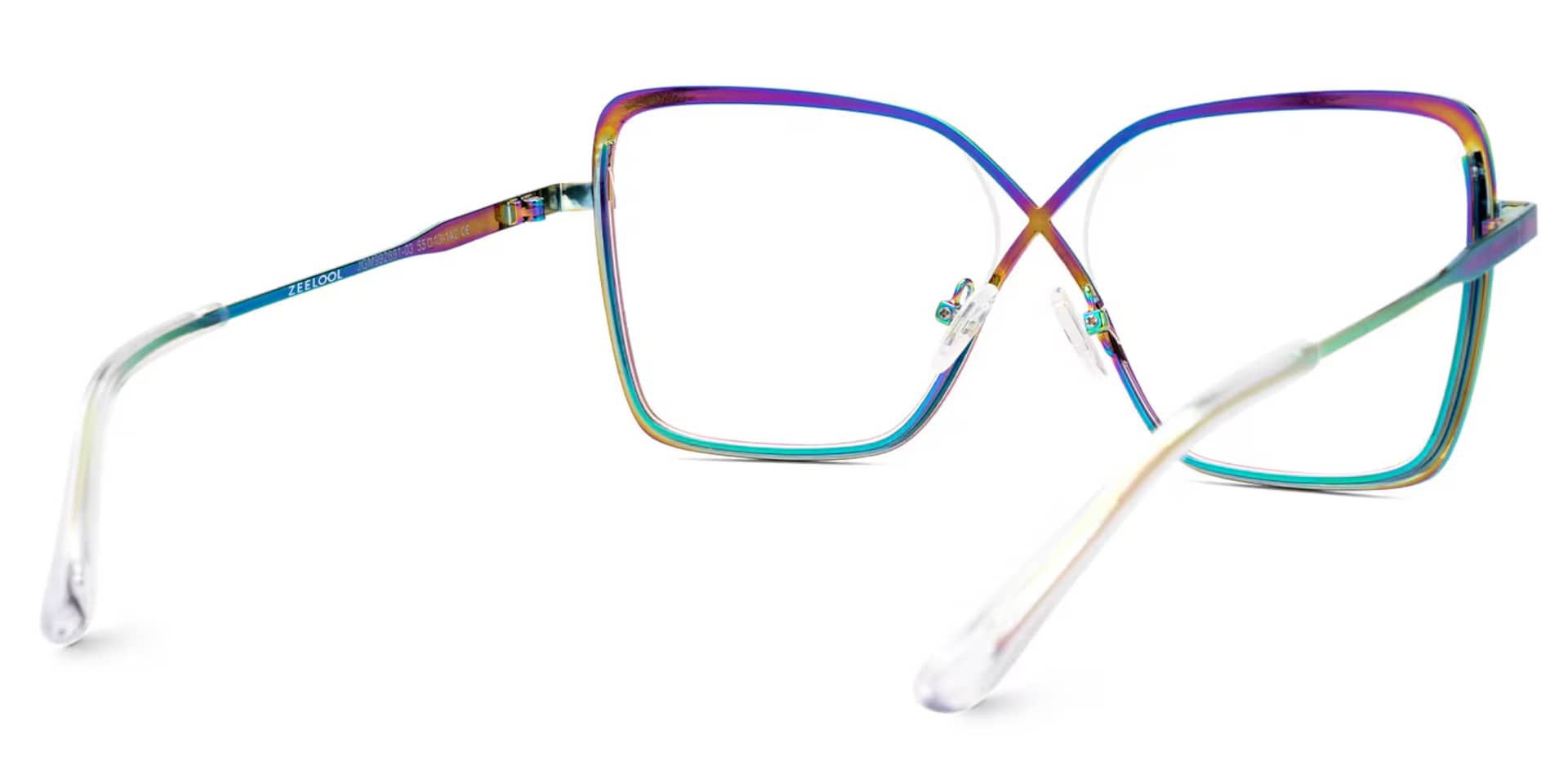 Racquel Iridescent Glasses Frames in Square Semi-Rimless  | Zeelool3