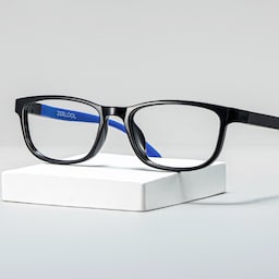 Robin Rectangle Black Blue Glasses0