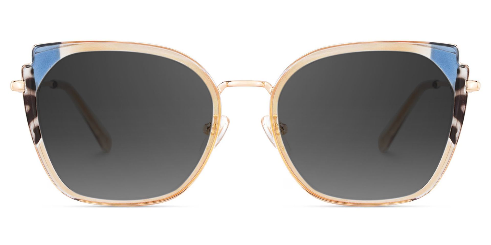 Beige Metal Frame Glasses With Wide Size For Women0