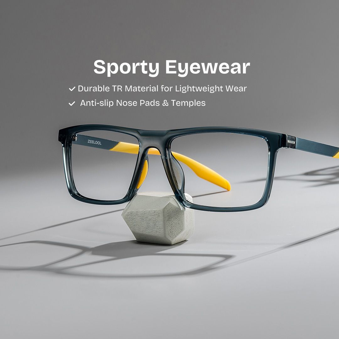 Active Blue Yellow Frame Glasses with Rectangle Frame Online | ZEELOOL0