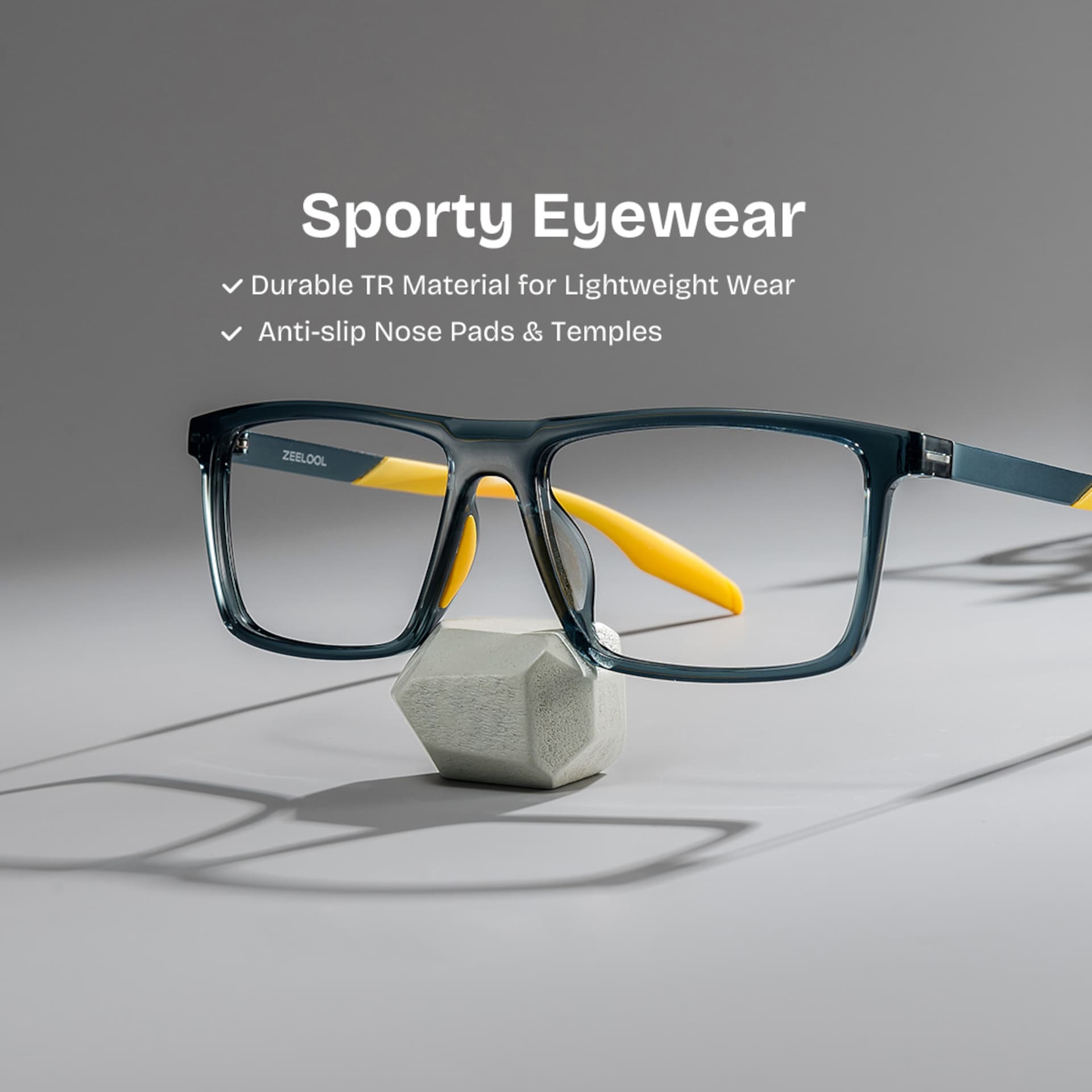 Active Blue Yellow Frame Glasses with Rectangle Frame Online | ZEELOOL0