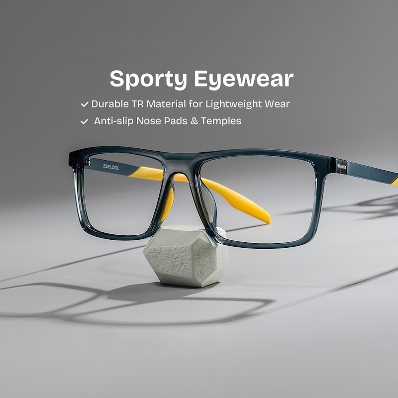 ZEELOOL Active Rectangle Blue Yellow Glasses