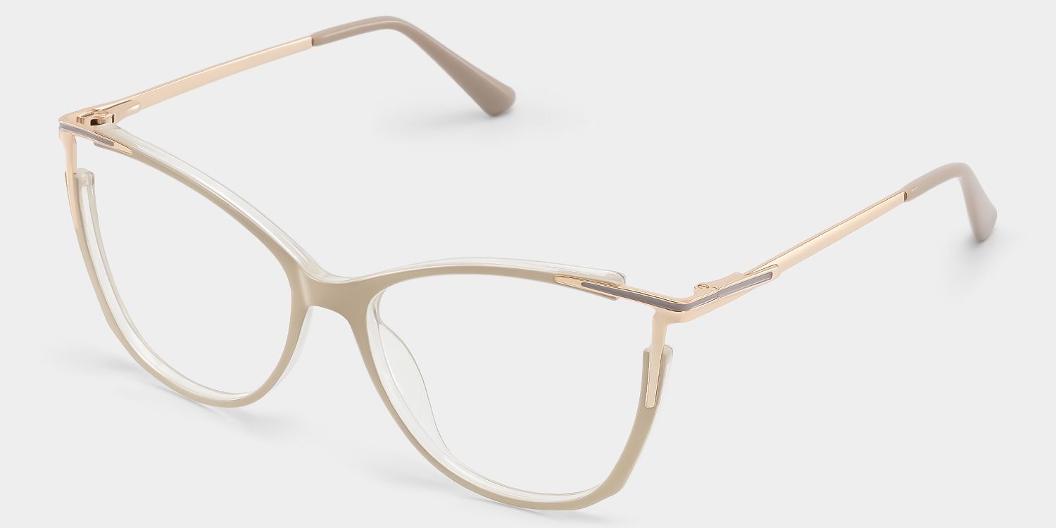 Yomary Cat-Eye Khaki Frame Glasses | ZEELOOL3