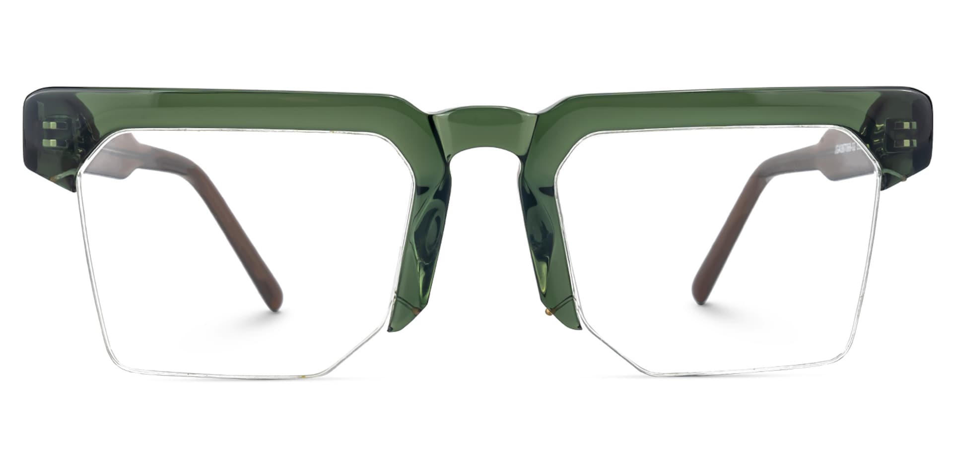 Myles Designer Eyeglasses in Browline Green Frame0