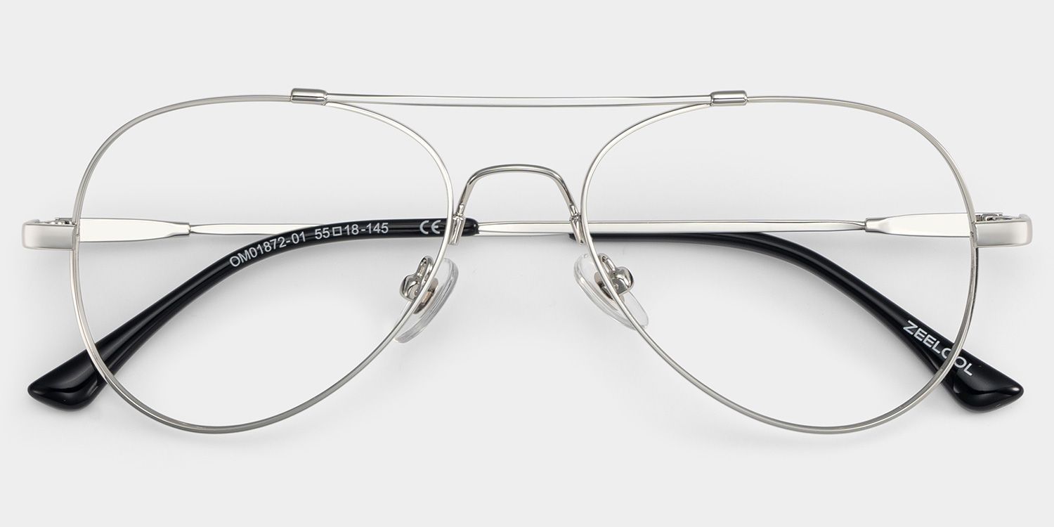 Aviator Silver Glasses | Zeelool Glasses1
