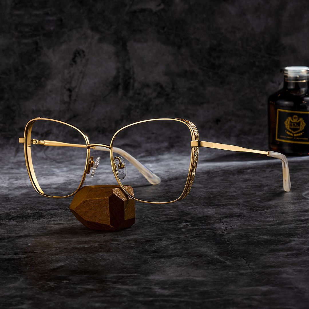 Butterfly Gold Glasses With Gillter on the Sides0