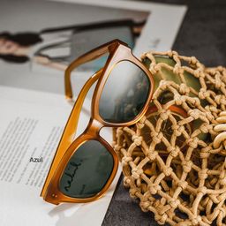 Azul Square Beige Polarized Sunglasses0