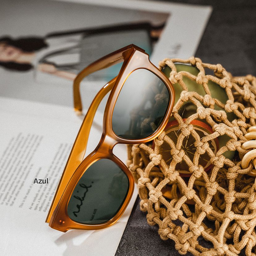 Azul Square Beige Polarized Sunglasses