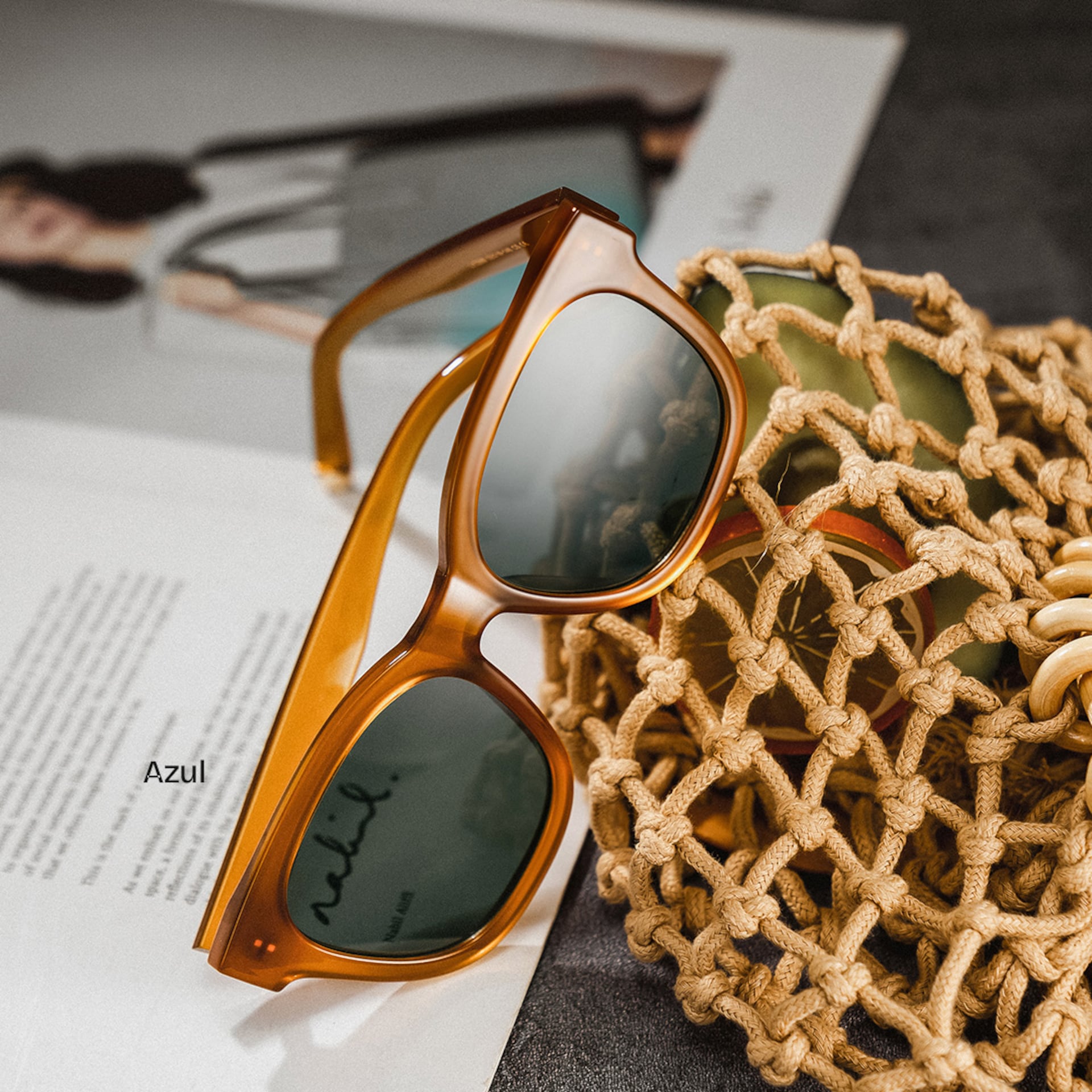 Azul champagne Frame Polarized Sunglasses with square Style Online | ZEELOOL0