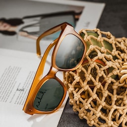 Azul Square Champagne Polarized Sunglasses0