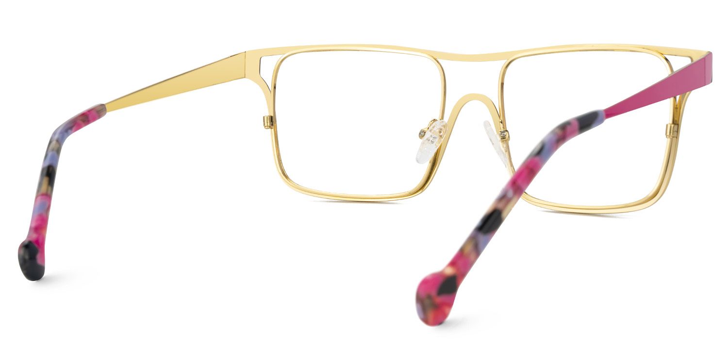 Nova Wide Rose Gold Glasses with Rectangle Frames | Zeelool3