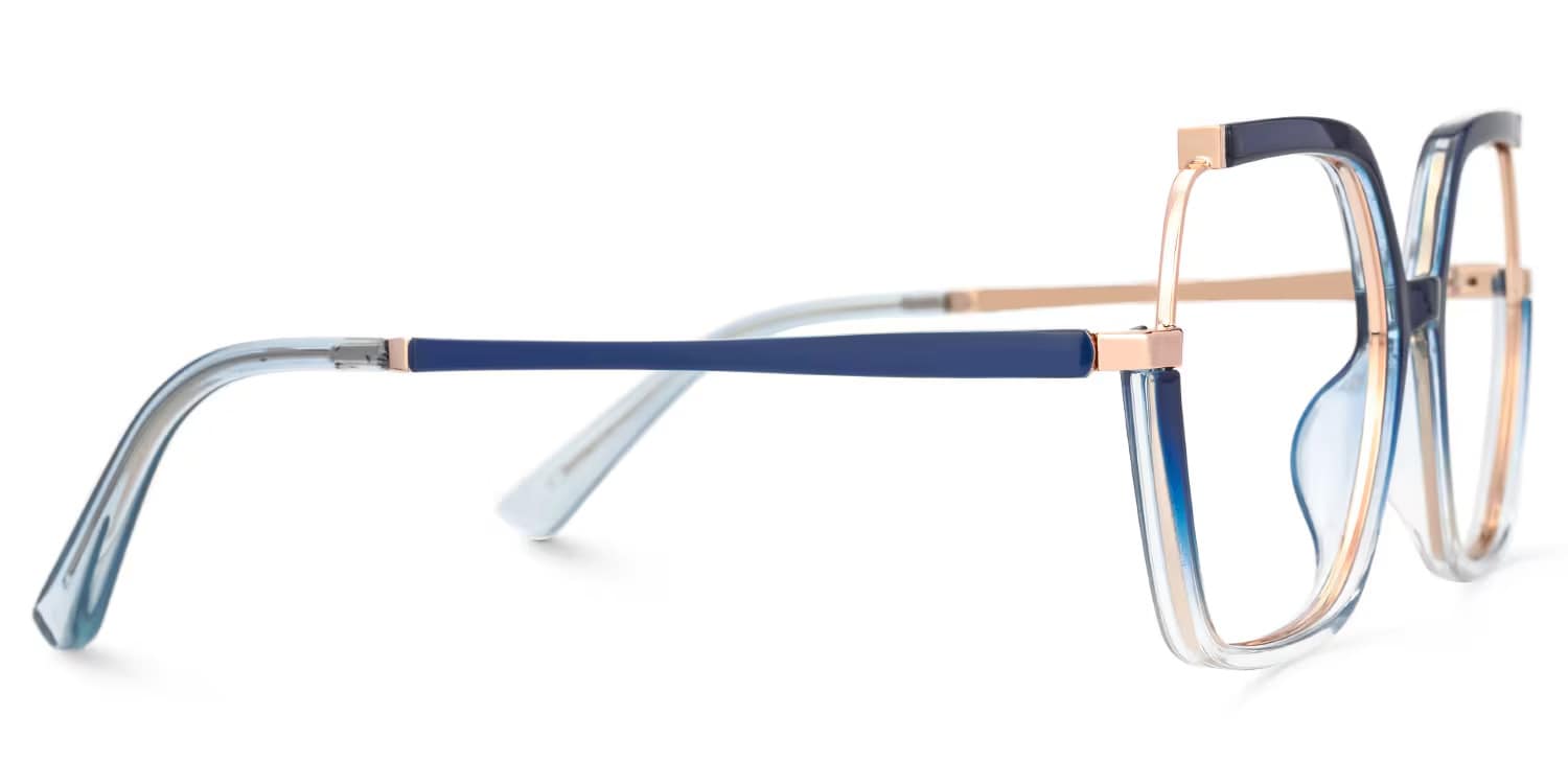 Alexia Mixed-Materials Square Blue Frame Glasses | Zeelool5