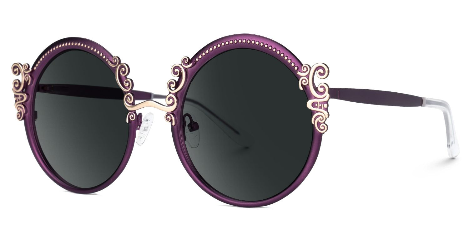 Nelida Designer Sunglasses in Round Purple Frame1