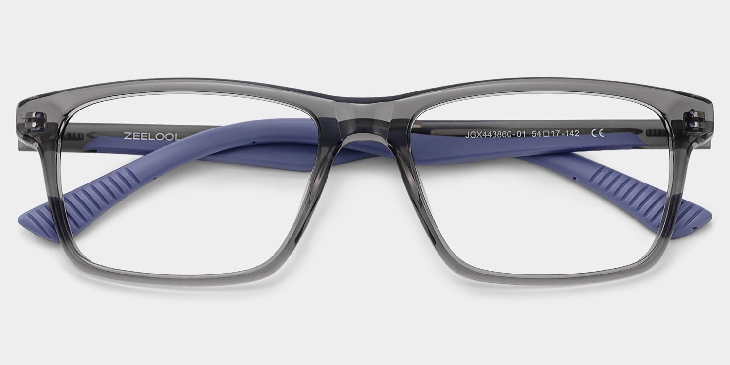 Bastian Gray Rectangle Mixed Frame Glasses for Men | ZEELOOL1