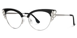 Hearn Cat Eye Black-Silver Glasses1