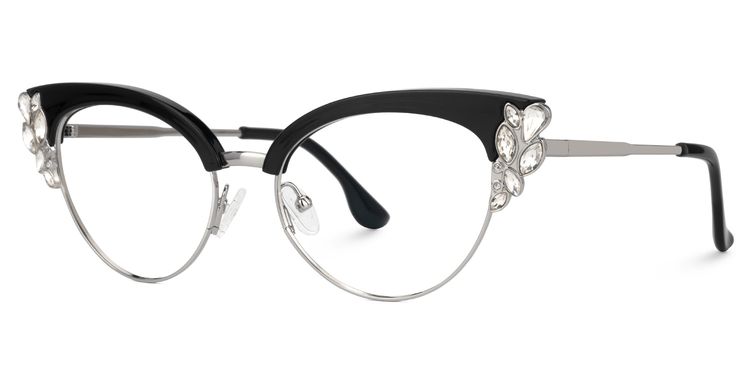 Hearn Cat Eye Black-Silver Glasses