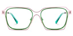 Foday Geometric Pink Green Glasses0