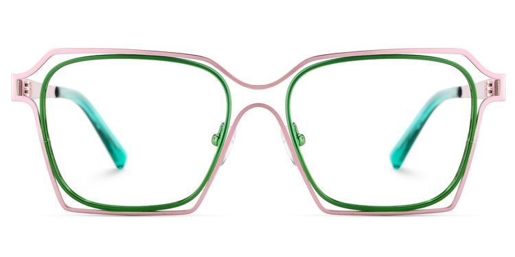 Foday Pink Green Geometric Glasses