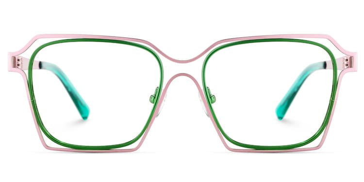 Foday Geometric Pink Green Glasses