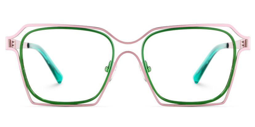 Foday Geometric Pink Green Glasses