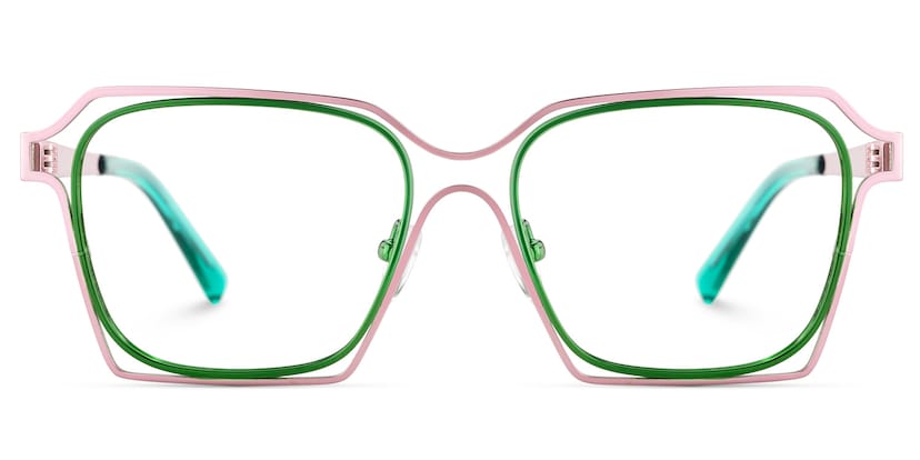 Foday Geometric Pink Green Glasses