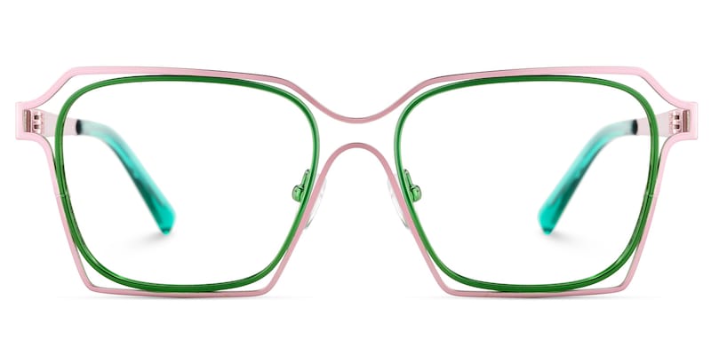 Foday Geometric Pink Green Glasses