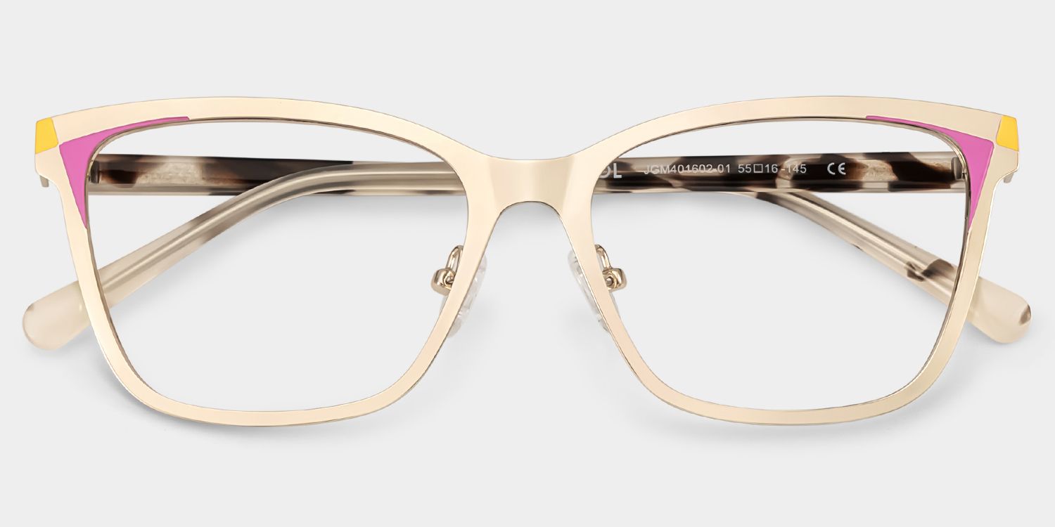 Elise Gold Frame Glasses with Rectangle Frame Online | ZEELOOL2