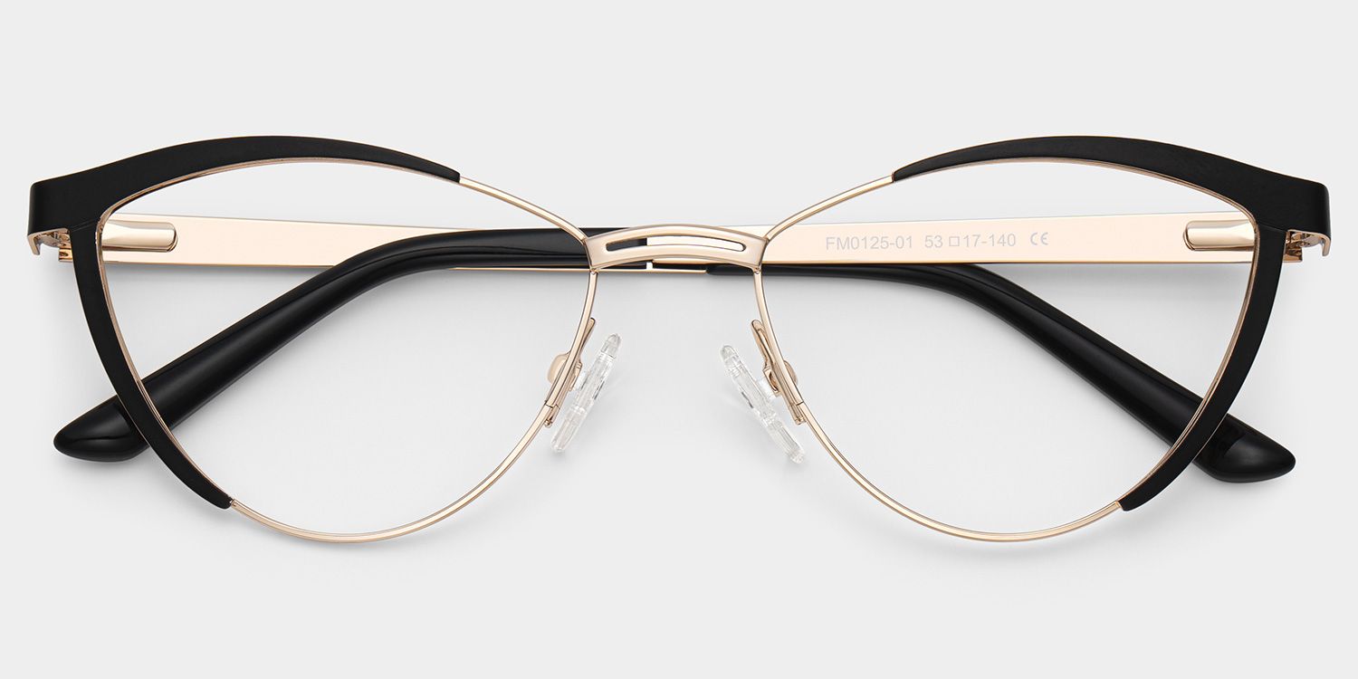 Sydney Cat Eye Metal Black Frame Glasses for Women | ZEELOOL2