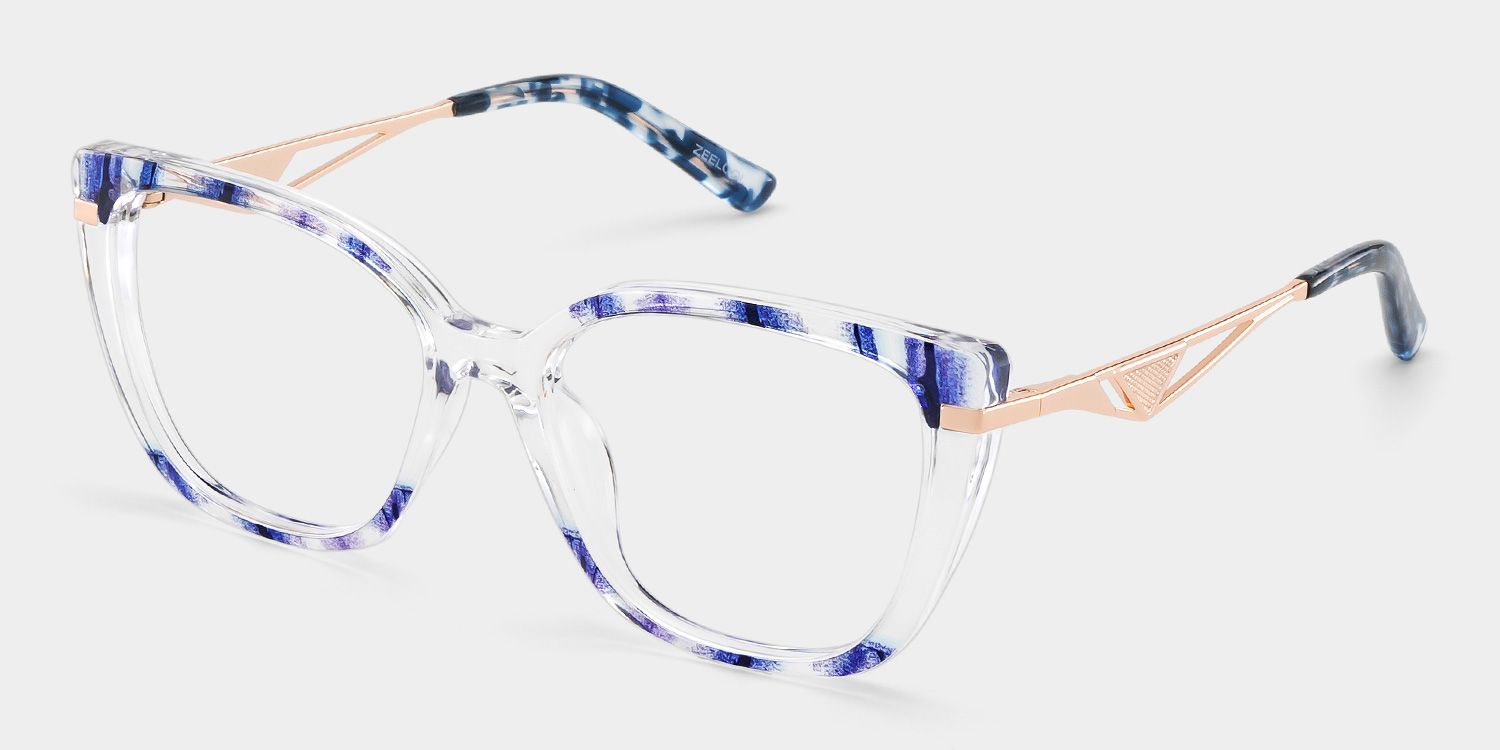 Cateye Shape Blue Light Blocking Glasses with Blue Pattern3