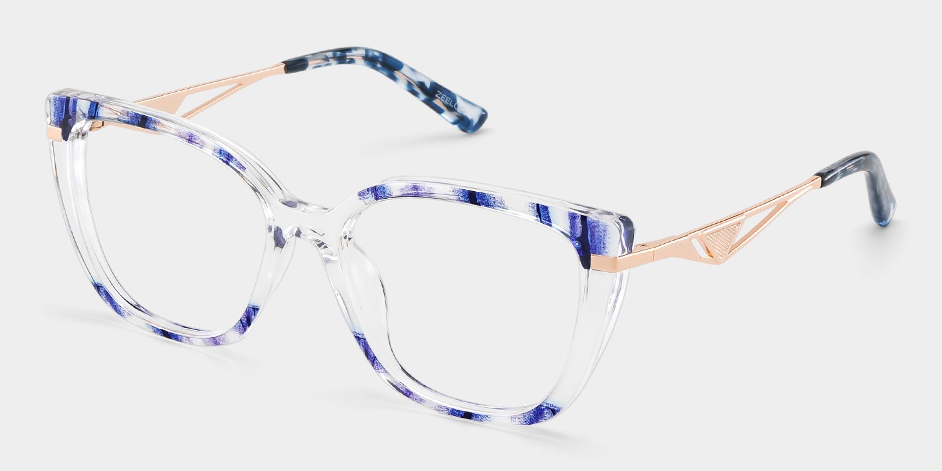 Cateye Shape Blue Light Blocking Glasses with Blue Pattern3