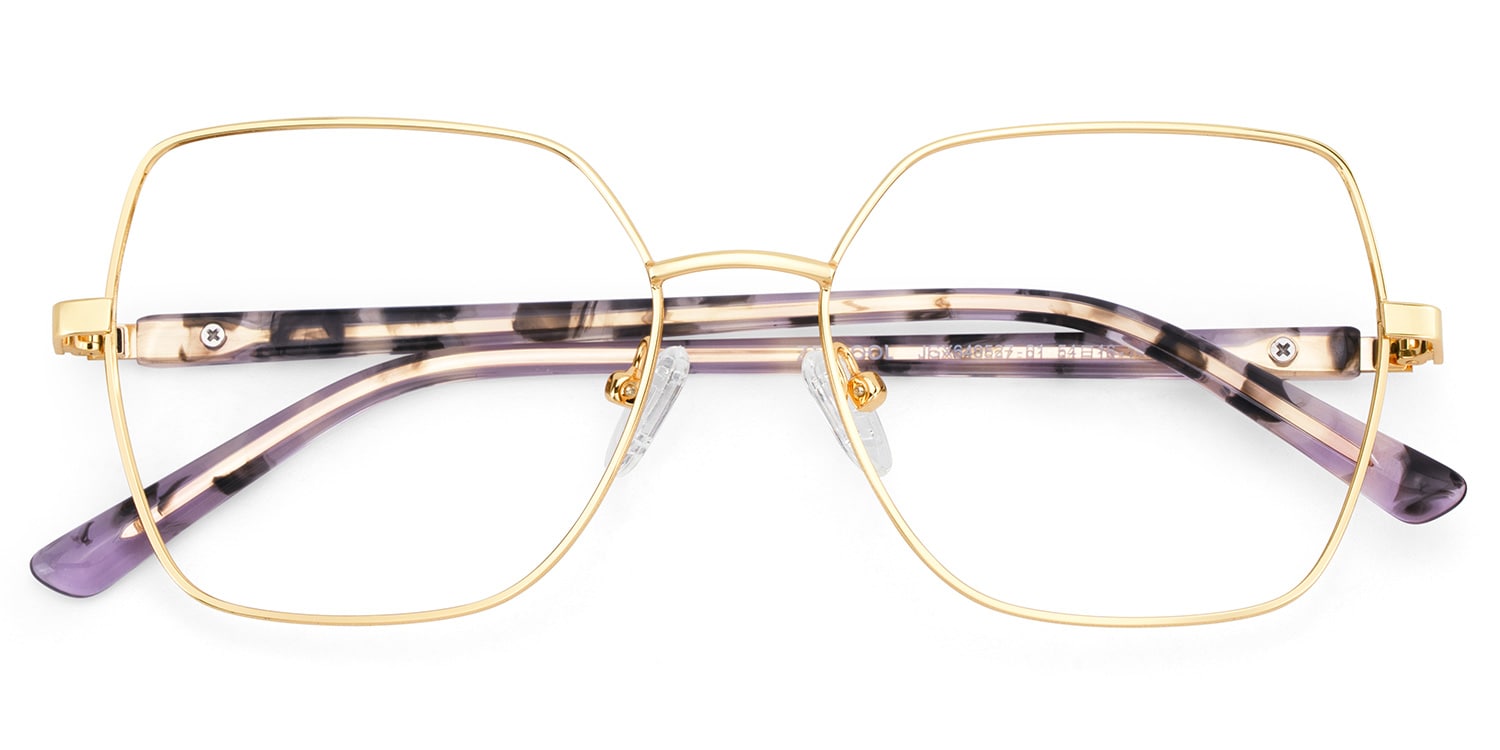 Billie Golden Geometric Prescription Glasses | Zeelool1