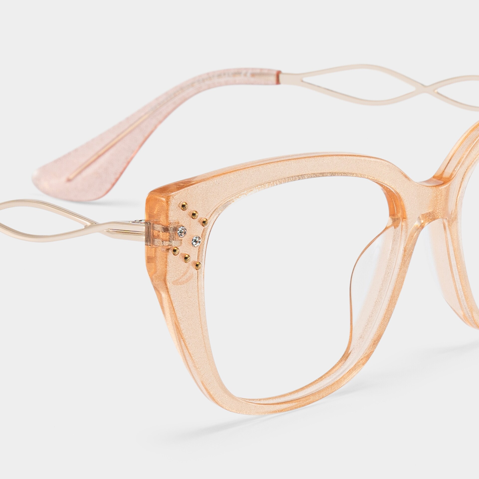 Alma Butterfly Beige Orange Transparent Glasses in Metal Temples5