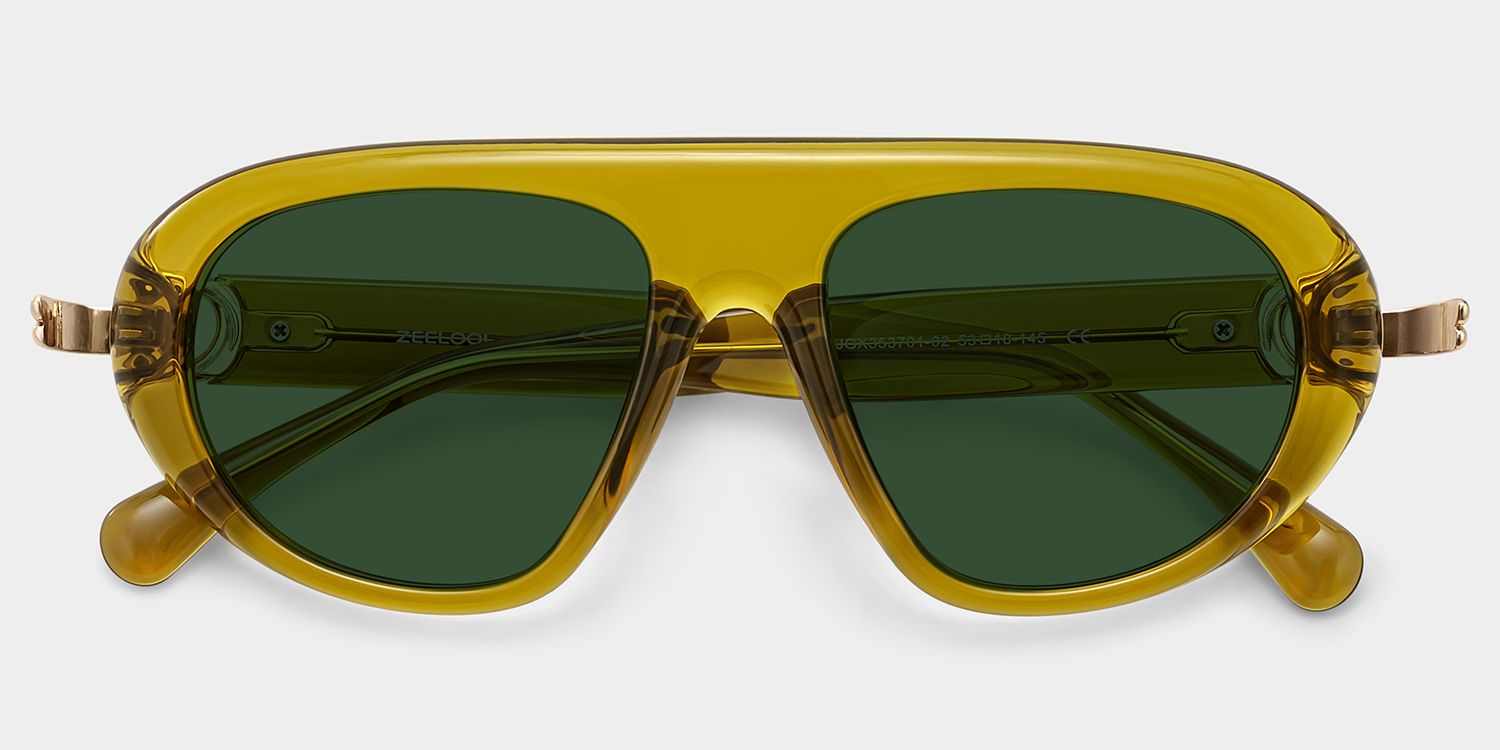 Aveline Mixed Green Aviator Frame Sunglasses | ZEELOOL1